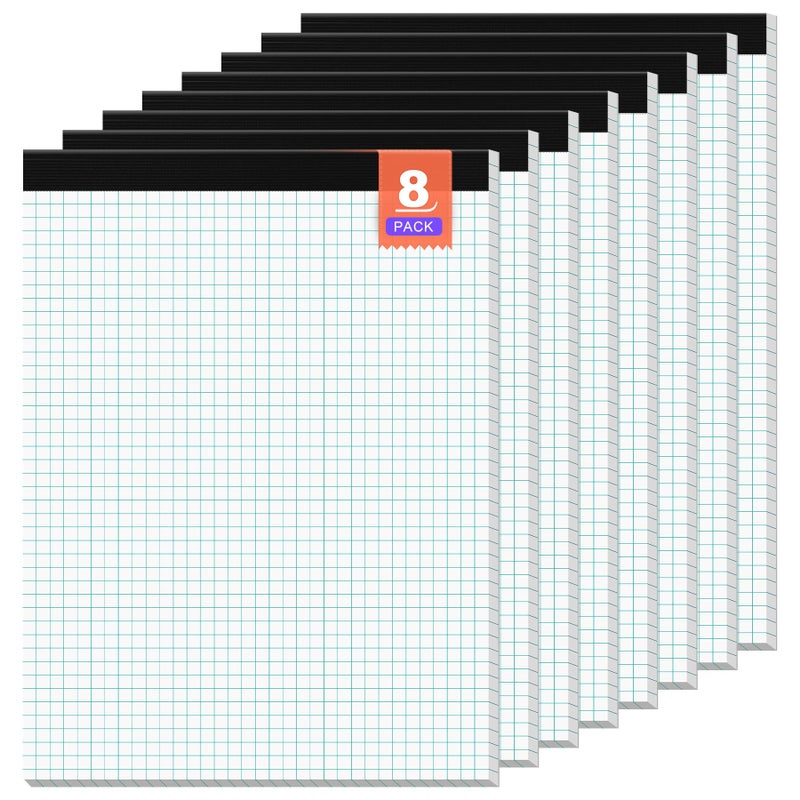 Vishoitty Graph Paper, Grid Paper, 8.5 x 11 Graph Paper Pad 4x4 (4 Square per Inch), 8 Pack Graphing Paper, 30 Sheets/ Pad, Quad Ruled Legal Pad Grid Paper Note Pads Letter Size 8-1/2 x 11 Inch Math Graph Paper - Image 1
